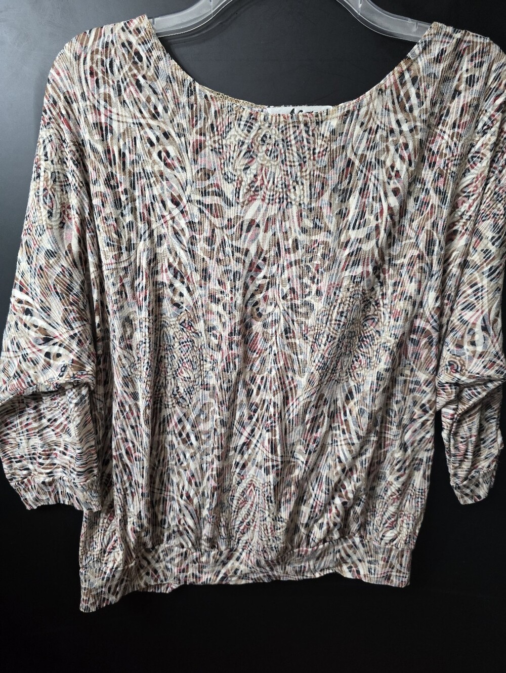 Women's Multicolor Printed Pullover Top - Neutral Tones
